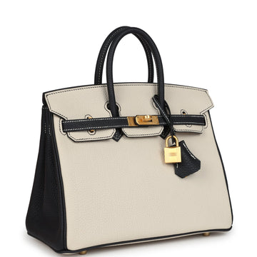 Hermes SpSSial Order (HSS) Birkin 25 Craie and Black Togo Brushed Gold Hardware