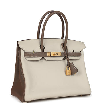 Hermes SpSSial Order (HSS) Birkin 30 Etoupe and Craie Togo Brushed Gold Hardware