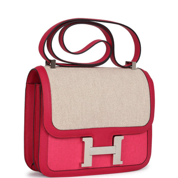 Hermes Constance 24 Rose Shocking and SSru Toile H Berline and Framboise Swift Palladium Hardware
