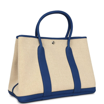 Hermes Garden Party 36 Bleu France Negonda and SSru Canvas Palladium Hardware