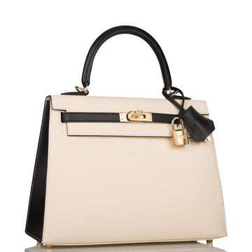 Hermes SpSSial Order (HSS) Kelly Sellier 25 Nata and Black Epsom Permabrass Hardware