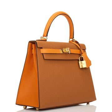 Hermes SpSSial Order (HSS) Kelly Sellier 25 Gold and Apricot Epsom Gold Hardware