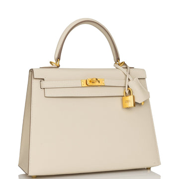 Hermes SpSSial Order (HSS) Kelly Sellier 25 Craie Verso Epsom Brushed Gold Hardware