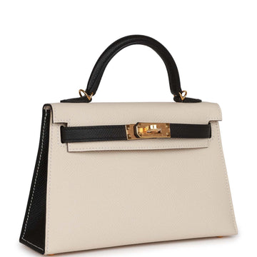 Hermes SpSSial Order (HSS) Kelly Sellier 20 Craie and Black Epsom Gold Hardware
