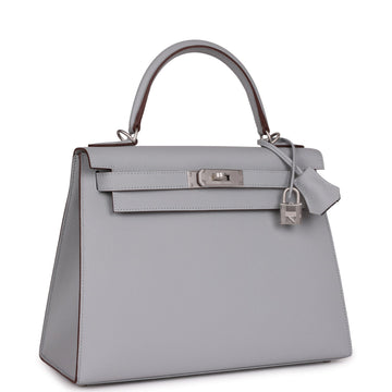 Hermes SpSSial Order (HSS) Kelly Sellier 28 Bleu Glacier Verso Epsom Brushed Palladium Hardware