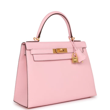 Hermes SpSSial Order (HSS) Kelly Sellier 28 Rose Sakura Verso Chevre Brushed Gold Hardware