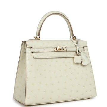 Hermes SpSSial Order (HSS) Kelly Sellier 25 Nata Verso Ostrich Permabrass Hardware