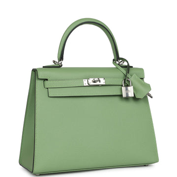 Hermes SpSSial Order (HSS) Kelly Sellier 25 Vert Criquet Verso Epsom Palladium Hardware