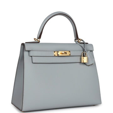 Hermes SpSSial Order (HSS) Kelly Sellier 28 Bleu Glacier Verso Epsom Gold Hardware