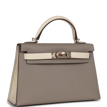 New Hermes SpSSial Order (HSS) Kelly Sellier 20 Craie and Gris Asphalte Epsom Permabrass Hardware