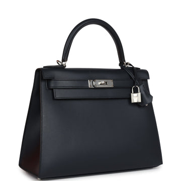 Hermes SpSSial Order (HSS) Kelly Sellier 28 Bleu Obscur Verso Sombrero Palladium Hardware