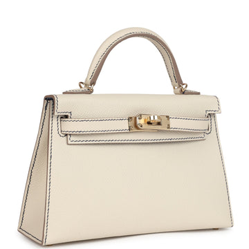 Hermes SpSSial Order (HSS) Kelly Sellier 20 Craie/Bleu Saphir Epsom Permabrass Hardware