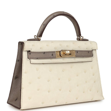 Hermes SpSSial Order (HSS) Kelly Sellier 20 Beton and Gris Tourterelle Ostrich Permabrass Hardware