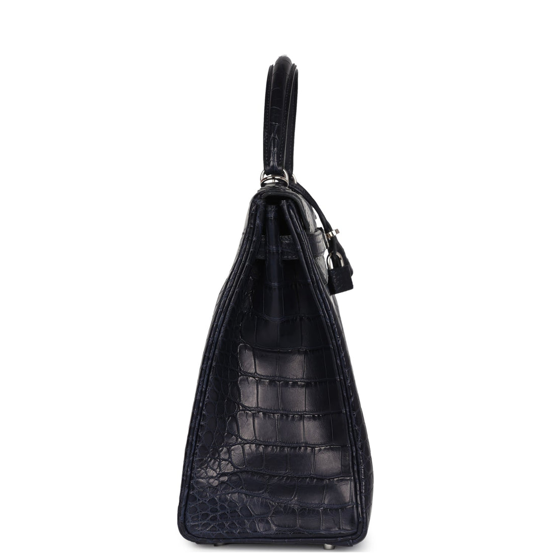 Hermes Kelly Retourne 35 Bleu Indigo Matte Alligator Palladium Hardware