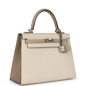 Hermes SpSSial Order (HSS) Kelly Sellier 25 Craie and Trench Epsom Brushed Palladium Hardware