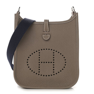 HERME?S EVELYNE CLEMENCE LEATHER TPM ETOUPE BLEU INDIGO