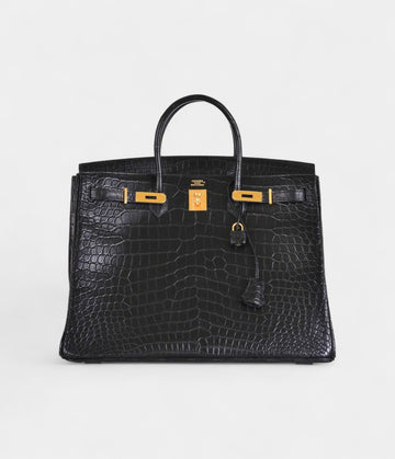 Hermès Birkin 40 Black Matte Porosus Crocodile Gold Hardware