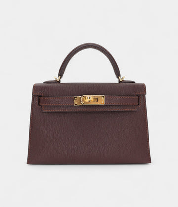 Hermès Kelly II Sellier Mini Verso Havane/Gris Touretelle Chèvre Leather Gold Hardware