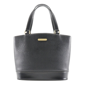 Burberry Calf Logo Plate Tote Handbag Black