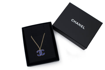 Chanel ABY CC Blue Beaded Inlaid Logo With Multi Beads IN Sil Blue / Z Necklace Shw