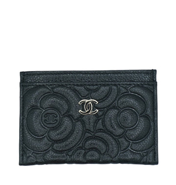 CHANEL - Camellia Card Holder Black Caviar Skin