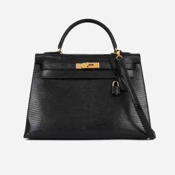 Vintage Kelly 32 - Noir Lizard