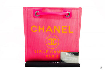Chanel AB Deauville Shopping Tote Neo Pink / NC Fabric Shoulder Bags Shw