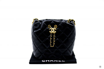 Chanel ASB Bucket Bag With Imitation Pearls Black /  Lambskin Shoulder Bags Gbhw