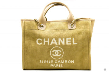 Chanel AS B NI Deauville Medium Shopping Bag Beige / NI Fabric Tote Bag Pbhw