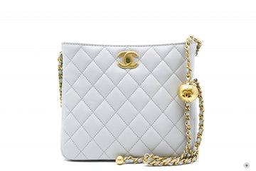 Chanel C Pearl Crush Hobo Ice Blue Calfskin Shoulder Bags Gbhw
