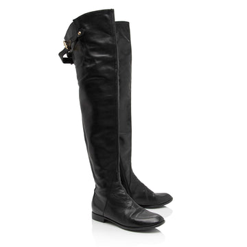 Louis Vuitton Lambskin LV Over the Knee Boots - Size 7.5 / 37.5 (SHF-rbraiU)