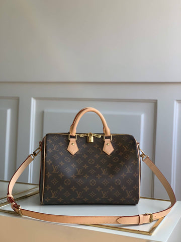 M41112 SPEEDY BANDOULIERE 30 Monogram Canvas Real Leather Trim
