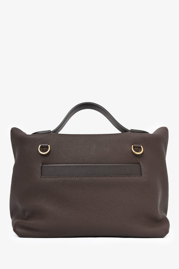 Hermès 2021 Brown 'Ebene' Togo Leather/Matte Alligator Touch 24/24 29 Top Handle with Strap