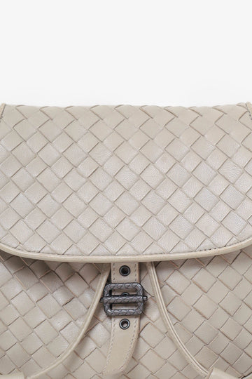 Bottega Veneta Beige Intrecciato Leather Tassel Flap Waist Bag