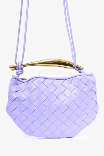 Bottega Veneta Purple Mini Sardine IntrSSciato Leather Crossbody Bag