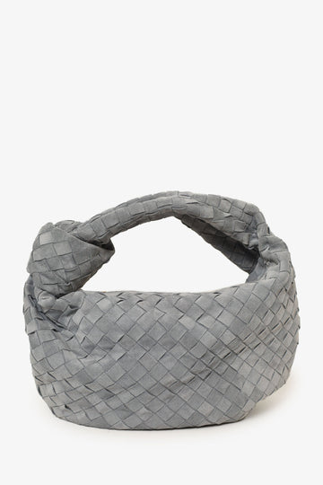 Bottega Veneta Grey Suede IntrSSciato Leather Teen Jodie
