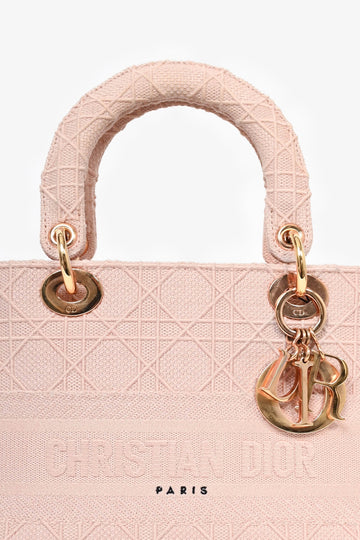 Christian Dior 2020 Pink Fabric Cannage Medium D-Lite Top Handle with Strap