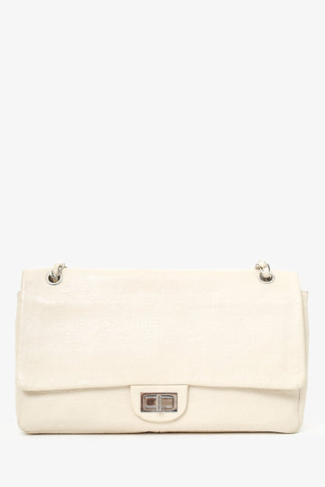 Chanel™ 2008-09 White Embossed CC Calfskin Unlimited Reissue 228 Flap Bag