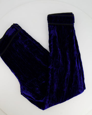 Chanel 12A Electric Blue Velvet Straight-Leg Trousers Size FR 38 (UK 10) RRP ¬£1,550