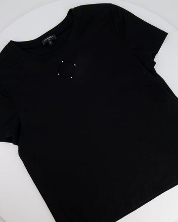 Chanel 20S Black T-Shirt with Cut-Out Front Detailing Size FR 34/36 (UK 6/8) RRP ¬£1,450