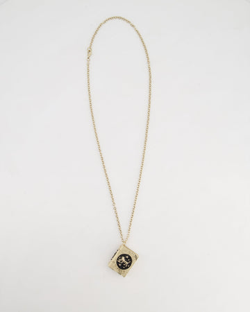 Chanel Champagne Gold, Star Lion and CC Logo Book Pendant Necklace