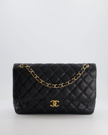 Chanel Black Jumbo Classic Double Flap Bag in Caviar Leather with Gold Hardware RRP ¬£9,540