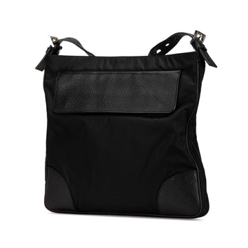 Prada Vitello Daino Trimmed Tessuto Zip Top Crossbody