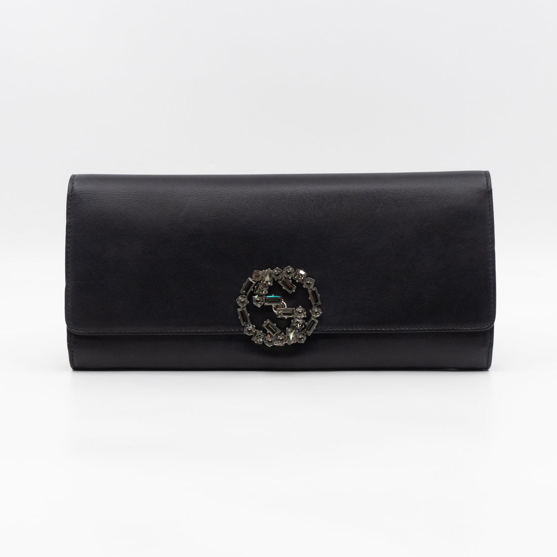 Gucci Broadway Clutch Black Leather with Crystals
