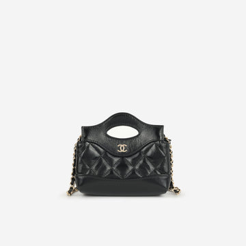 Chanel Micro 31 Clutch on Chain Black Glazed Calfskin CSHW