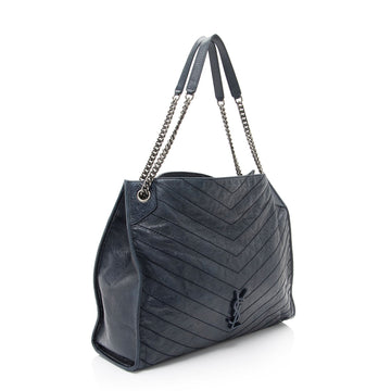 Saint Laurent Crinkled Calfskin Monogram Niki Large Shopping Tote (SHF-3qmmgS)