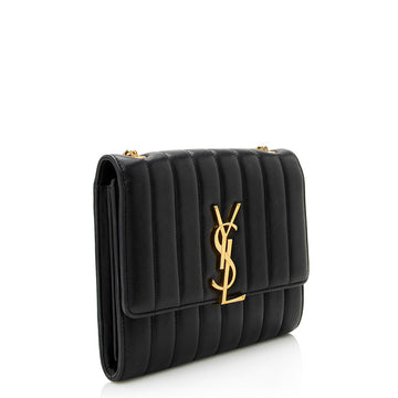 Saint Laurent Matalasse Calfskin Vicky Chain Wallet (SHF-21988)