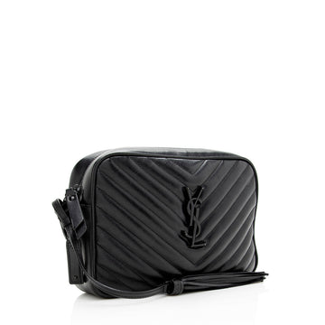 Saint Laurent Matelasse Calfskin Matte Black Lou Camera Bag - FINAL SALE (SHF-20006)