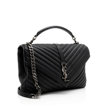 Saint Laurent Matelasse Calfskin Monogram College Large Shoulder Bag (SHF-gvwSDh)