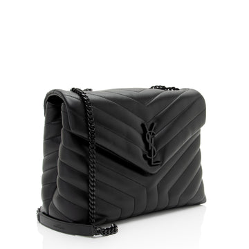 Saint Laurent Matelasse Calfskin Monogram LouLou Chain Medium Shoulder Bag (SHF-lzCev2)